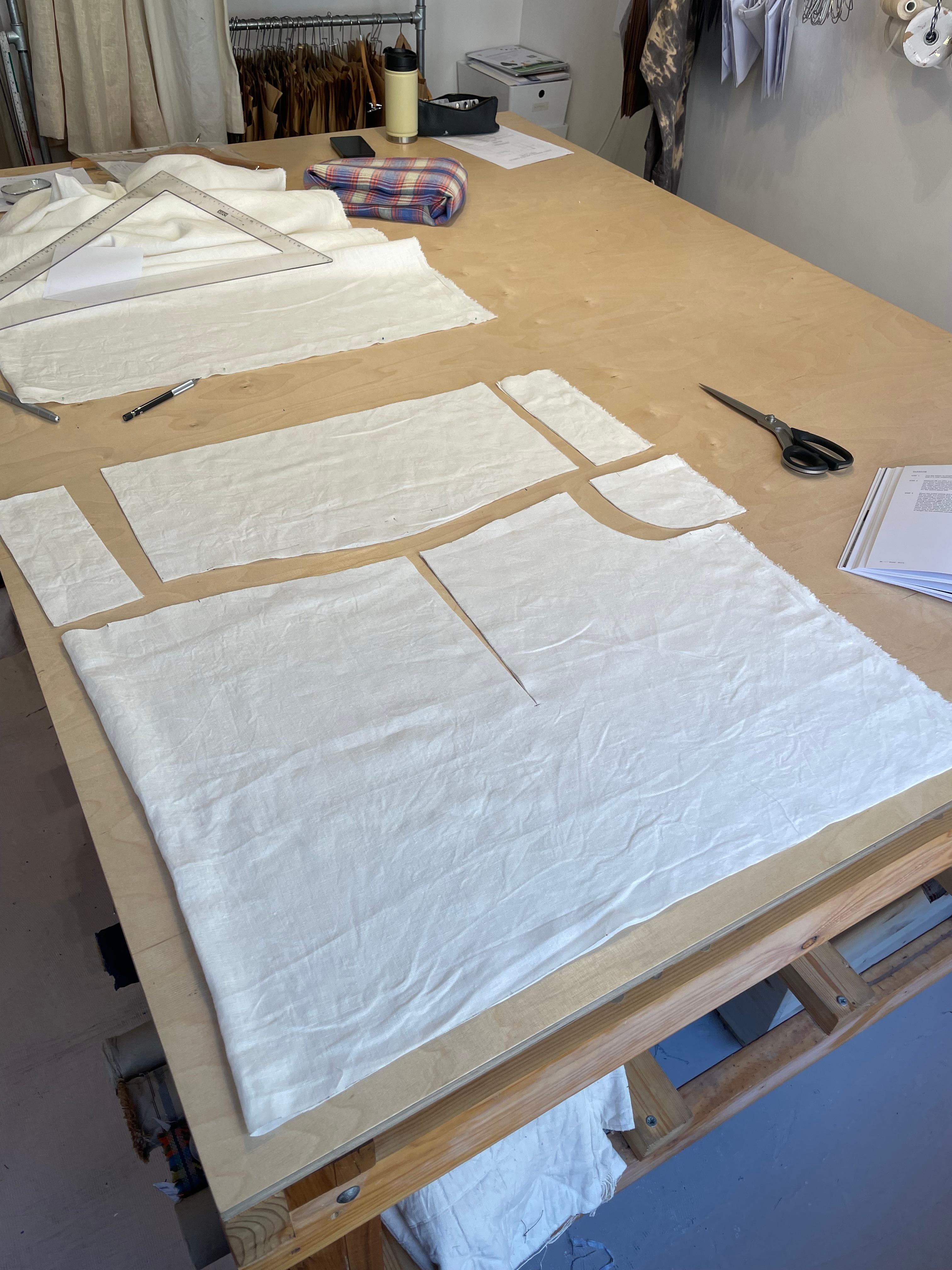 Birgitta Helmersson designing a mock up for a zero waste sewing pattern